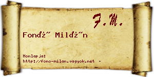 Fonó Milán névjegykártya